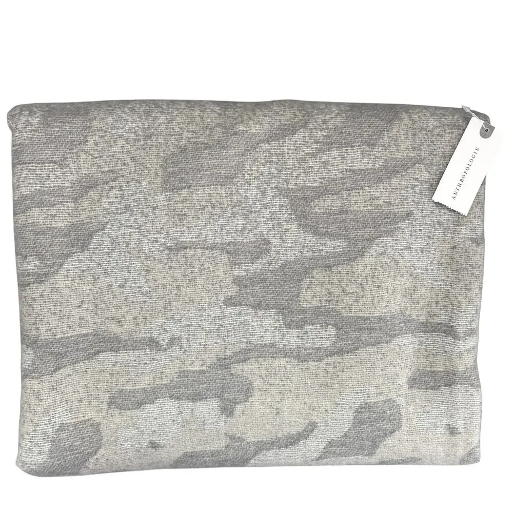 Anthropologie NEW Gray Camo Super Soft Lap Throw Blanket 55